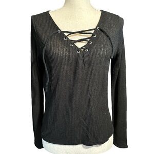 Lace Up Ribbed Shirt - H&M